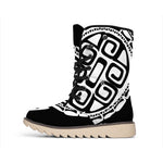 Black And White Maori Sea Turtle Print Winter Boots