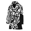 Black And White Maori Sea Turtle Print Women's Bathrobe