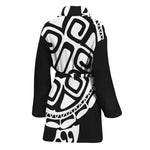 Black And White Maori Sea Turtle Print Women's Bathrobe