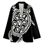 Black And White Maori Sea Turtle Print Women's Blazer