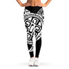 Black And White Maori Sea Turtle Print Women's Leggings