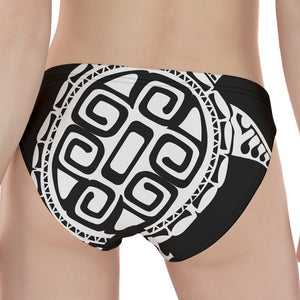 Black And White Maori Sea Turtle Print Women's Panties