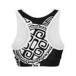 Black And White Maori Sea Turtle Print Women's Sports Bra