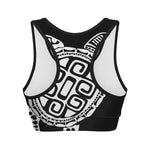 Black And White Maori Sea Turtle Print Women's Sports Bra