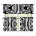 Black And White Maori Tattoo Print 3 Piece Kitchen Curtains
