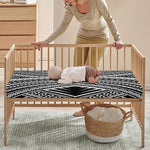 Black And White Maori Tattoo Print Baby Crib Sheet
