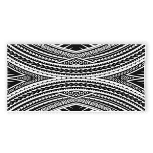 Black And White Maori Tattoo Print Beach Towel