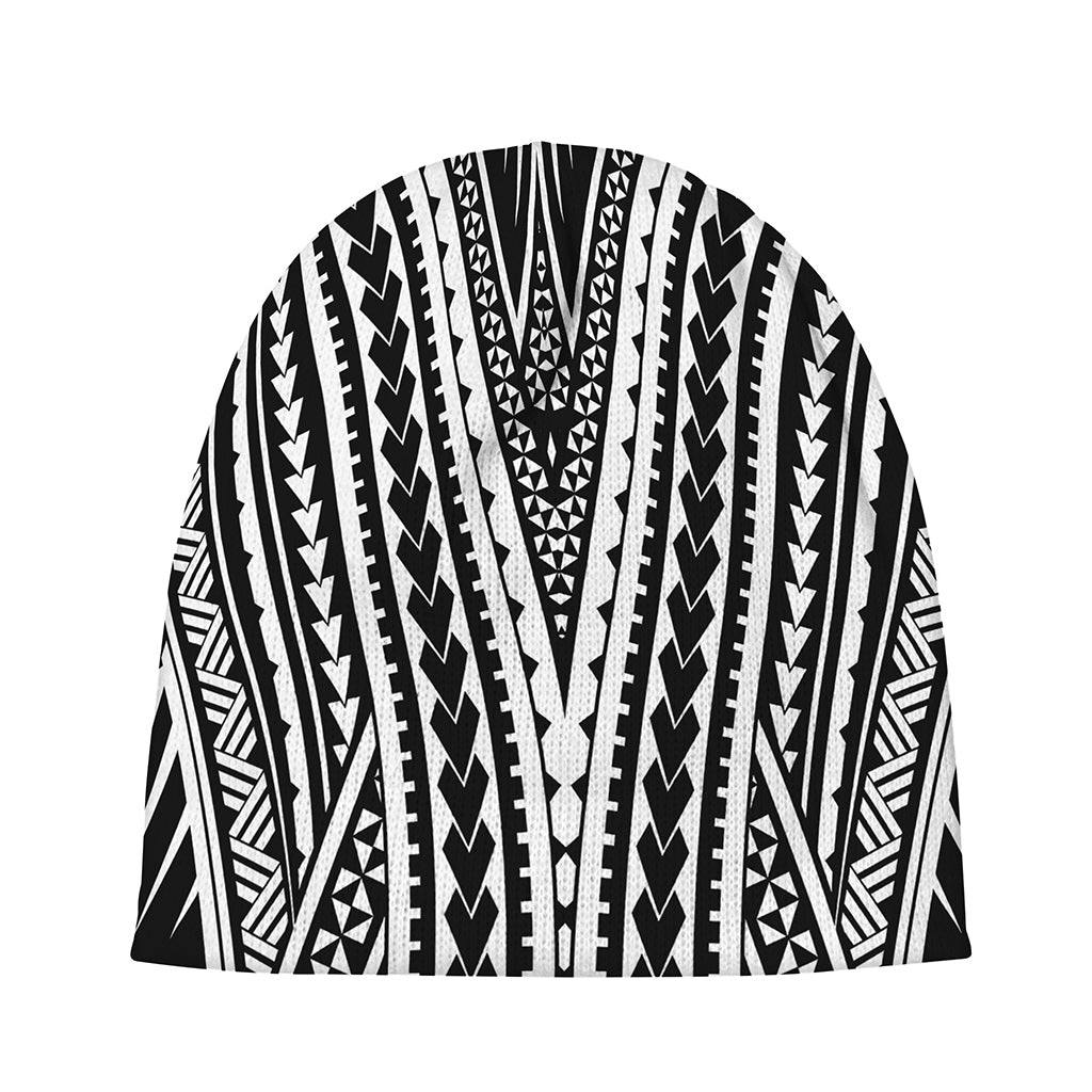 Black And White Maori Tattoo Print Beanie