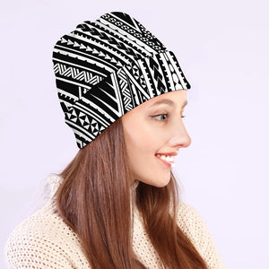 Black And White Maori Tattoo Print Beanie