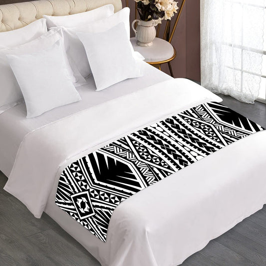 Black And White Maori Tattoo Print Bed Runner