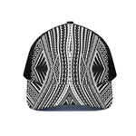 Black And White Maori Tattoo Print Black Mesh Trucker Cap