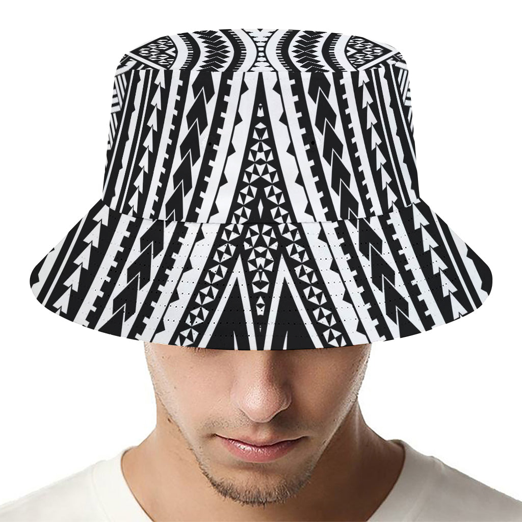 Black And White Maori Tattoo Print Bucket Hat