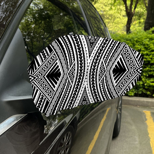 Black And White Maori Tattoo Print Car Side Mirror Covers