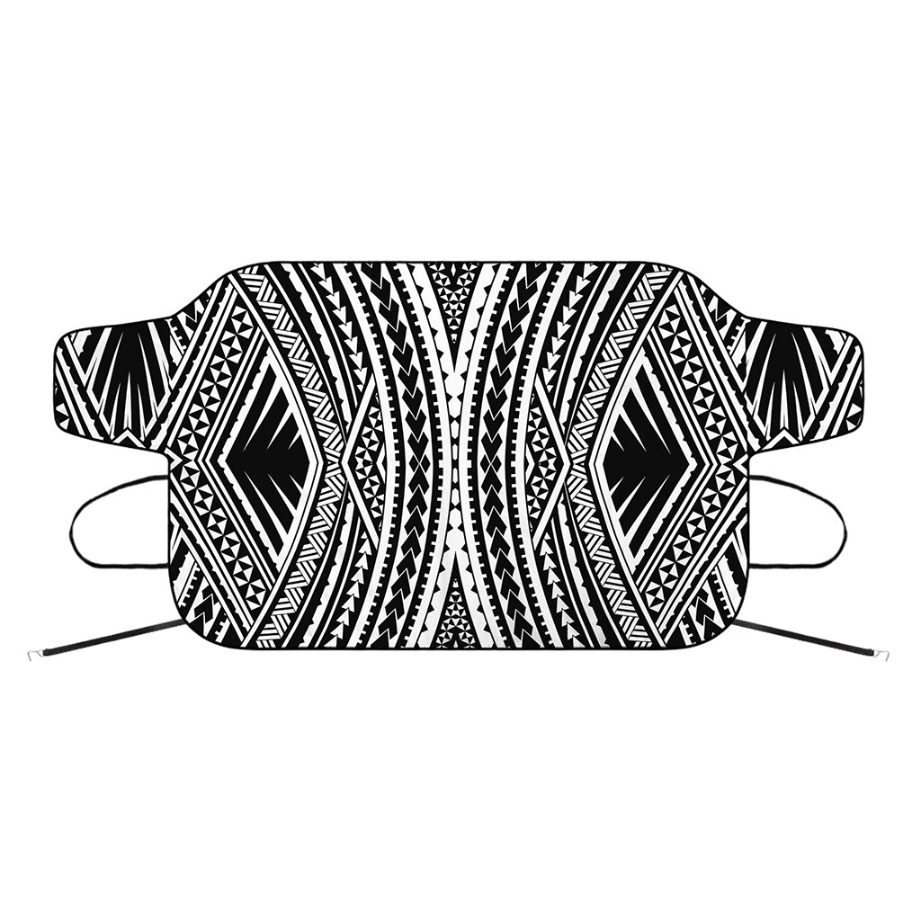 Black And White Maori Tattoo Print Car Windshield Snow Cover