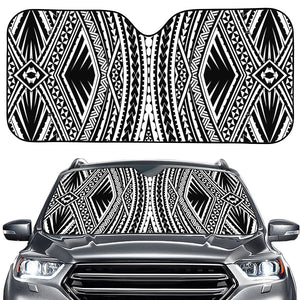 Black And White Maori Tattoo Print Car Windshield Sun Shade