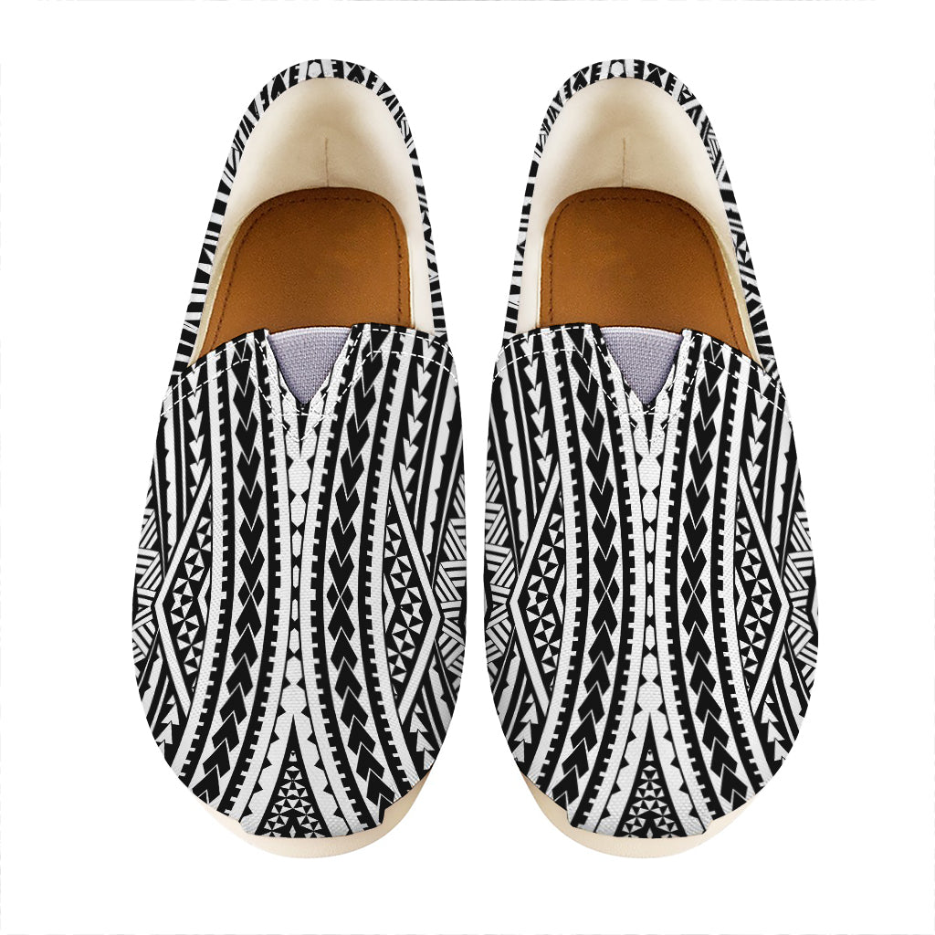 Black And White Maori Tattoo Print Casual Shoes