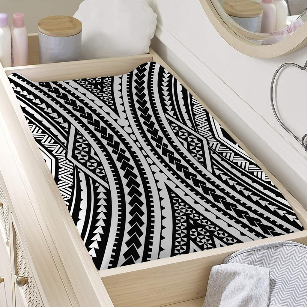 Black And White Maori Tattoo Print Changing Pad Cover