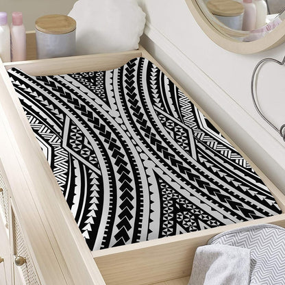 Black And White Maori Tattoo Print Changing Pad Cover