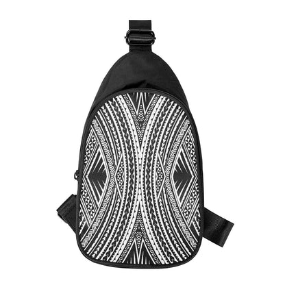 Black And White Maori Tattoo Print Chest Bag