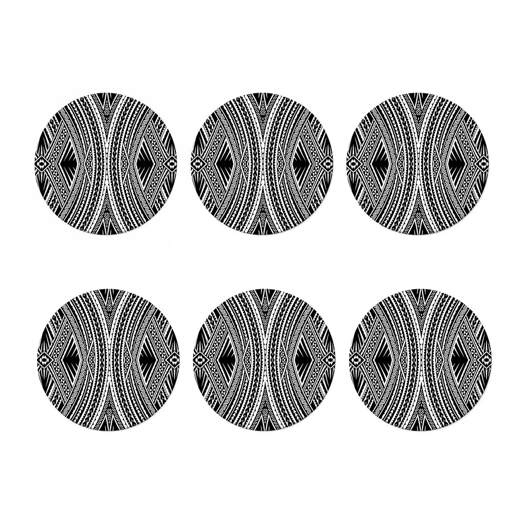 Black And White Maori Tattoo Print Coaster Set