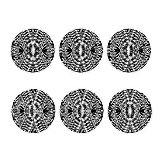 Black And White Maori Tattoo Print Coaster Set