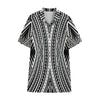 Black And White Maori Tattoo Print Cotton Hawaiian Shirt