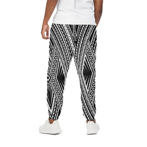 Black And White Maori Tattoo Print Cotton Pants