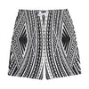 Black And White Maori Tattoo Print Cotton Shorts