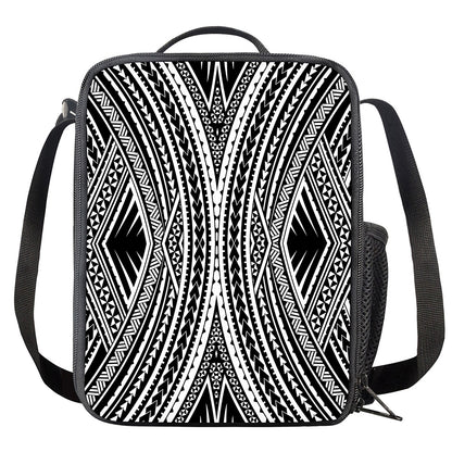 Black And White Maori Tattoo Print Crossbody Lunch Bag