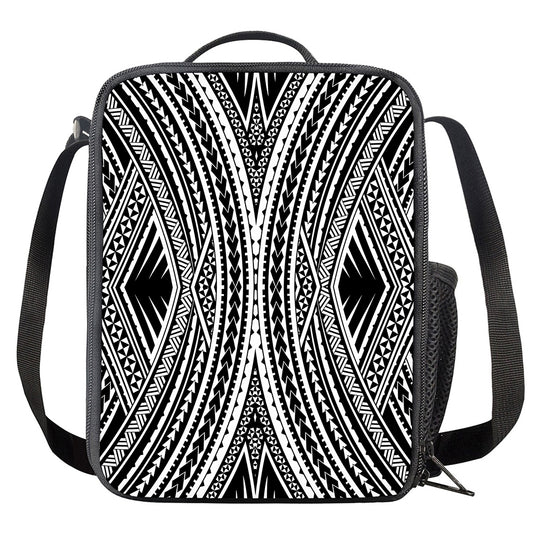 Black And White Maori Tattoo Print Crossbody Lunch Bag