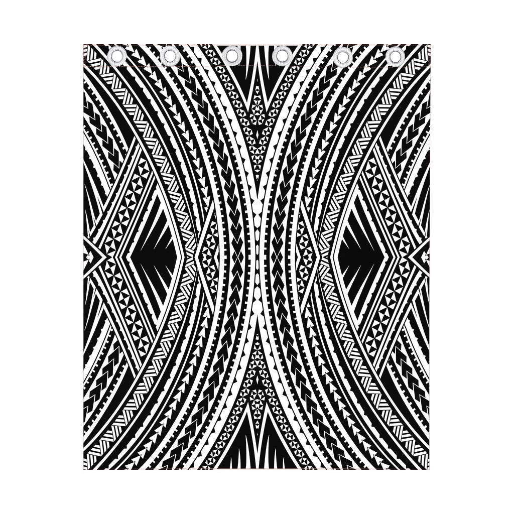 Black And White Maori Tattoo Print Curtain