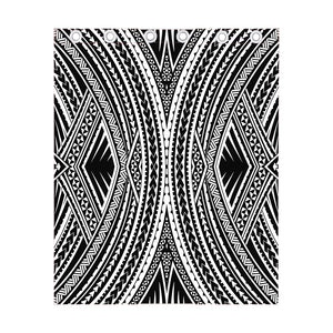 Black And White Maori Tattoo Print Curtain