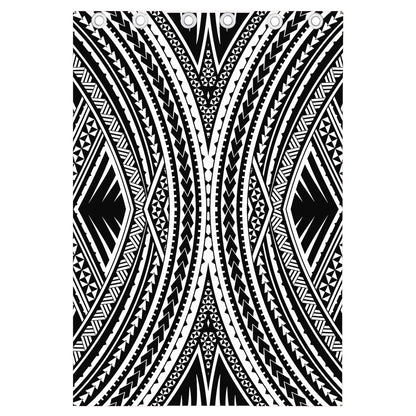 Black And White Maori Tattoo Print Curtain
