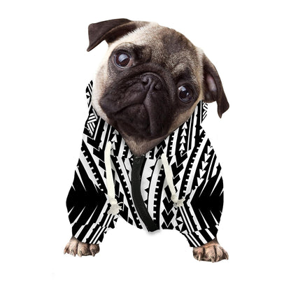 Black And White Maori Tattoo Print Dog Zip Up Hoodie