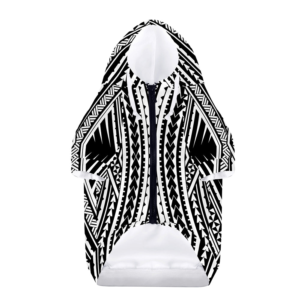 Black And White Maori Tattoo Print Dog Zip Up Hoodie