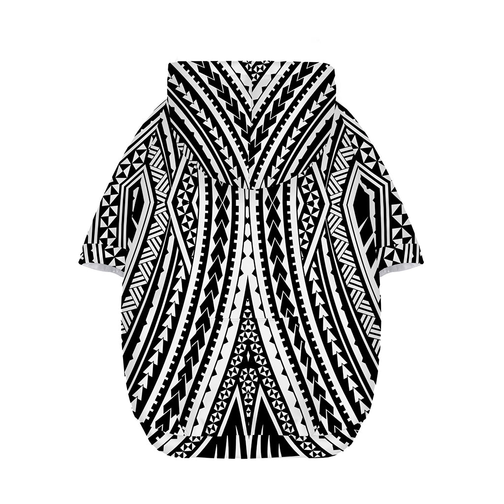 Black And White Maori Tattoo Print Dog Zip Up Hoodie