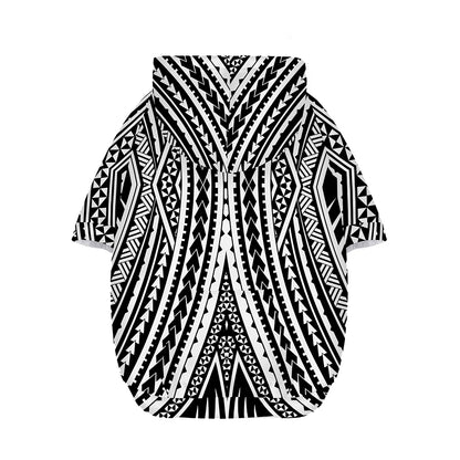 Black And White Maori Tattoo Print Dog Zip Up Hoodie