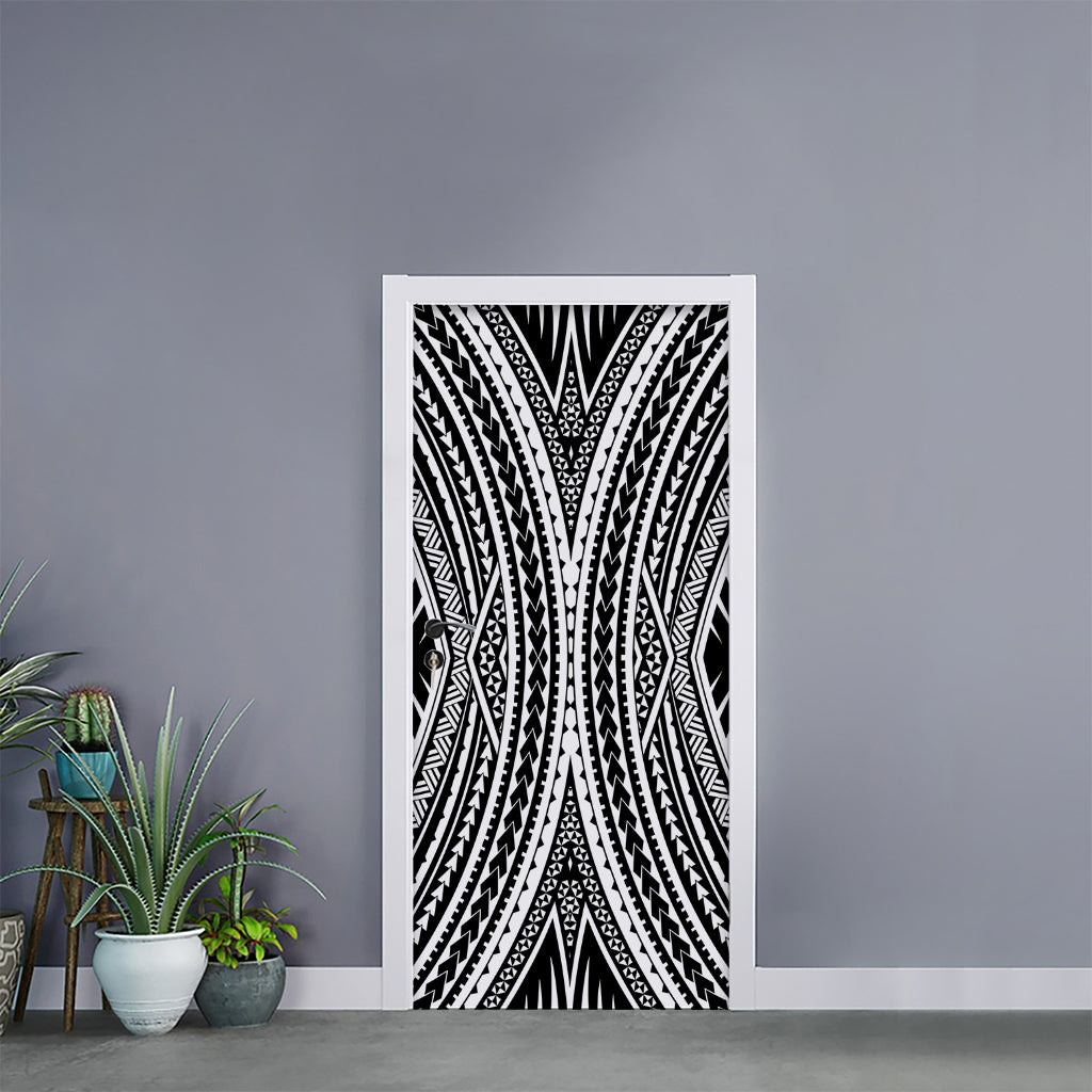 Black And White Maori Tattoo Print Door Sticker