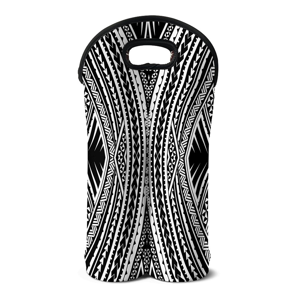 Black And White Maori Tattoo Print Double Neoprene Wine Tote