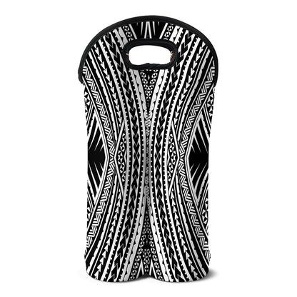 Black And White Maori Tattoo Print Double Neoprene Wine Tote