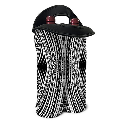 Black And White Maori Tattoo Print Double Neoprene Wine Tote