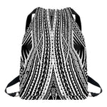 Black And White Maori Tattoo Print Drawstring Backpack