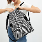 Black And White Maori Tattoo Print Drawstring Backpack