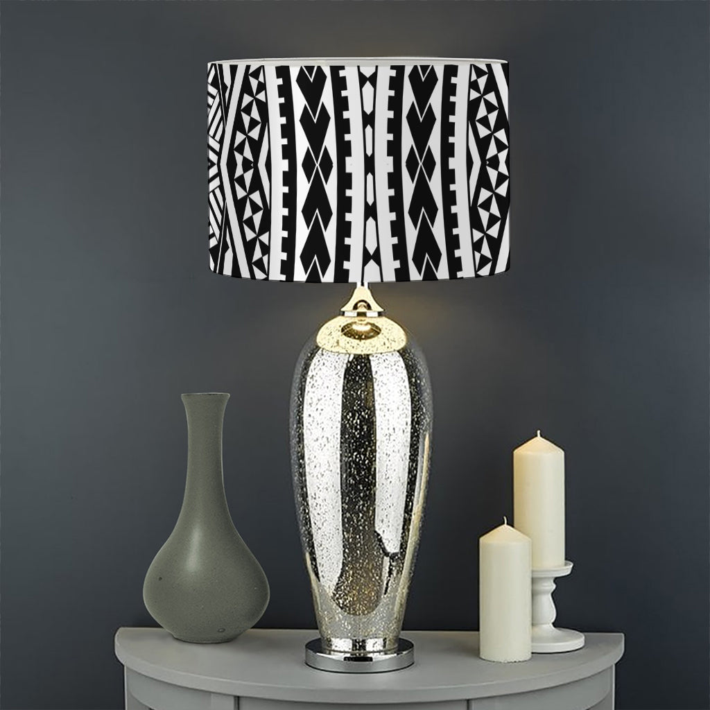 Black And White Maori Tattoo Print Drum Lamp Shade