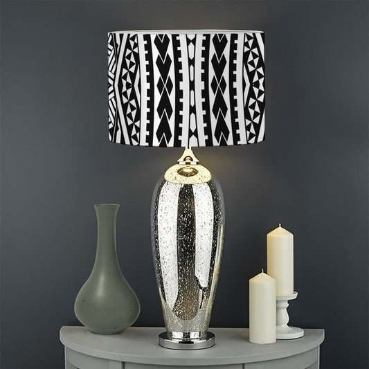 Black And White Maori Tattoo Print Drum Lamp Shade