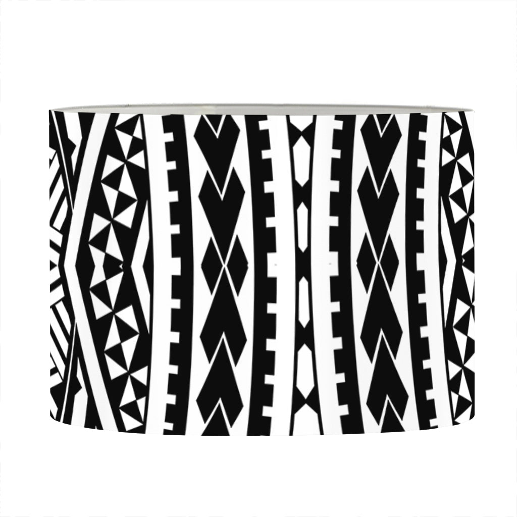 Black And White Maori Tattoo Print Drum Lamp Shade
