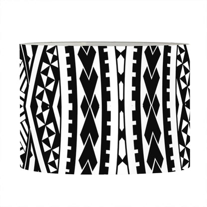Black And White Maori Tattoo Print Drum Lamp Shade
