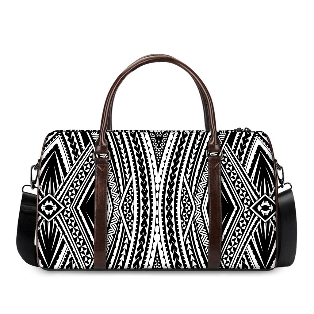 Black And White Maori Tattoo Print Duffle Bag