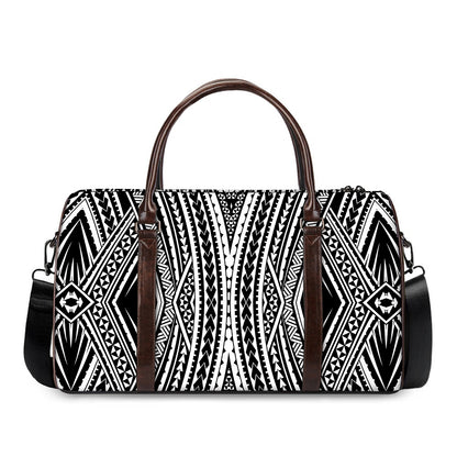 Black And White Maori Tattoo Print Duffle Bag
