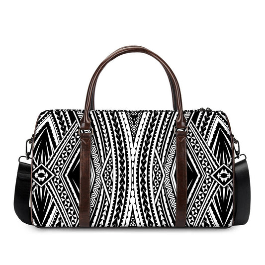 Black And White Maori Tattoo Print Duffle Bag